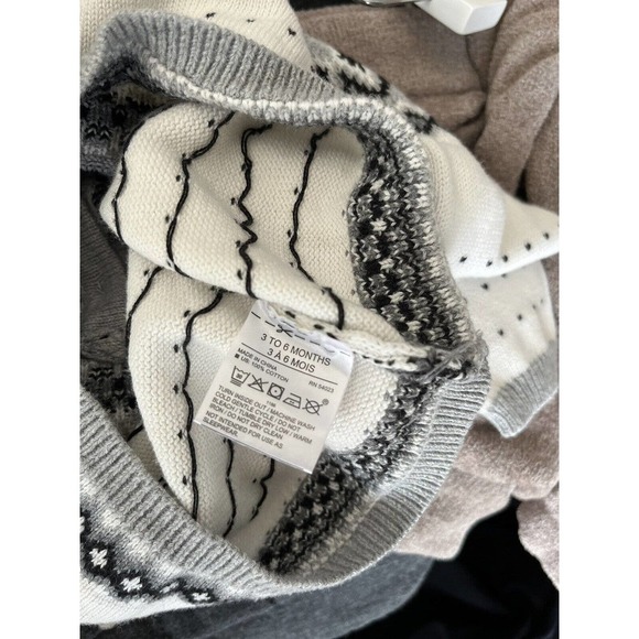 Janie and Jack Fair Isle Knit Sweater Dress White Black Mini Hearts 3-6 Month - Picture 4 of 4